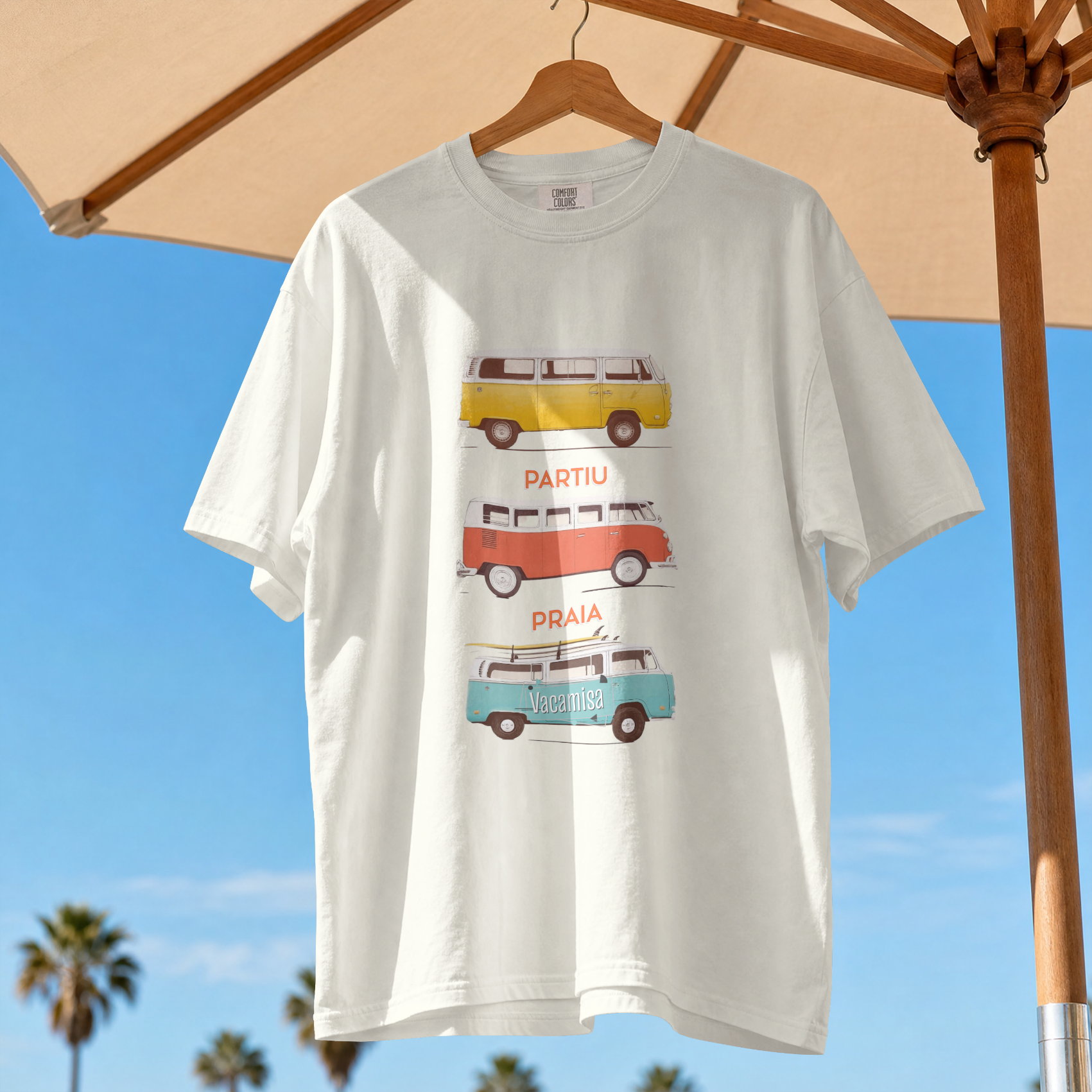 Camiseta Kombi Partiu Praia | Vacamisa